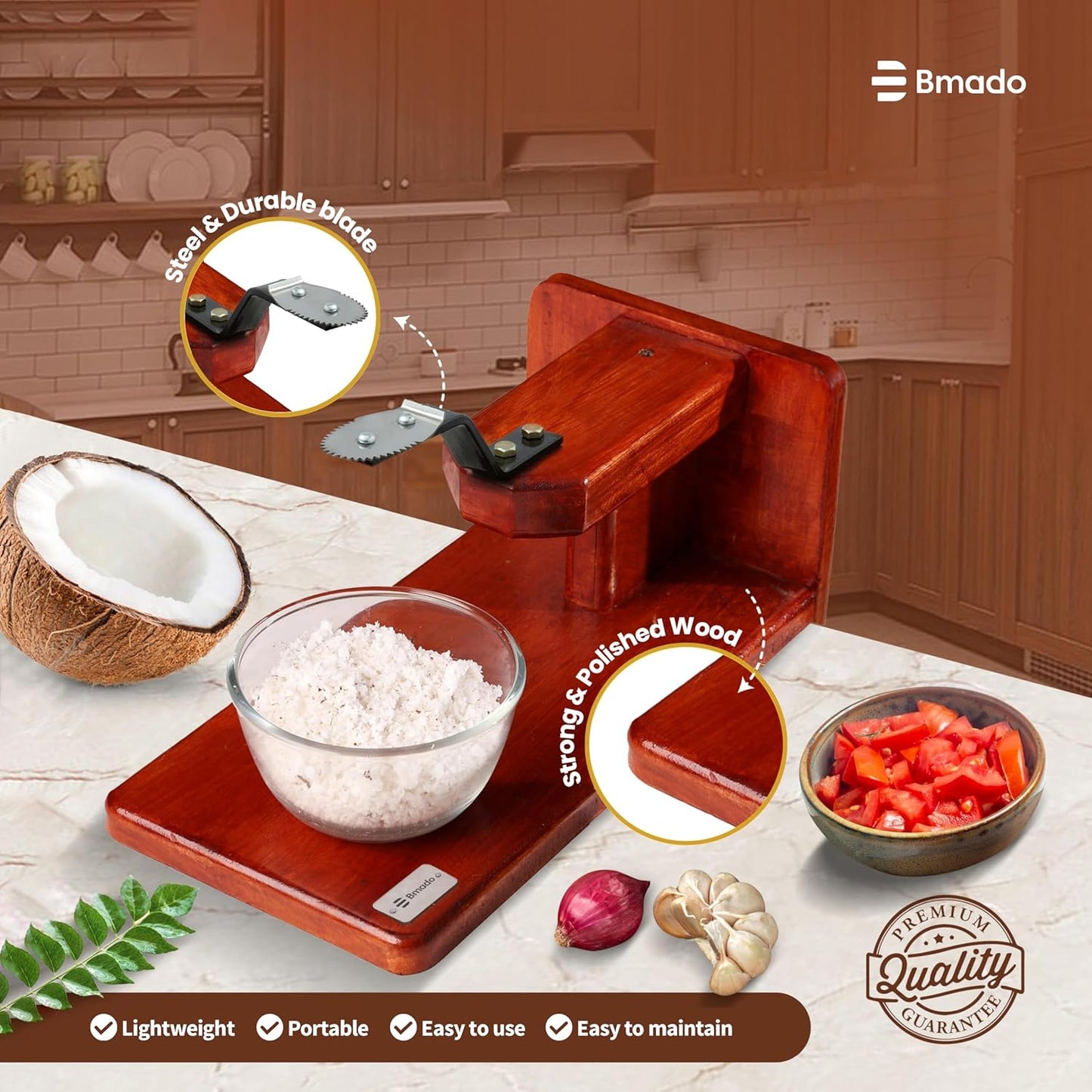 Polished Wooden (Mahagony) Coconut Scraper™